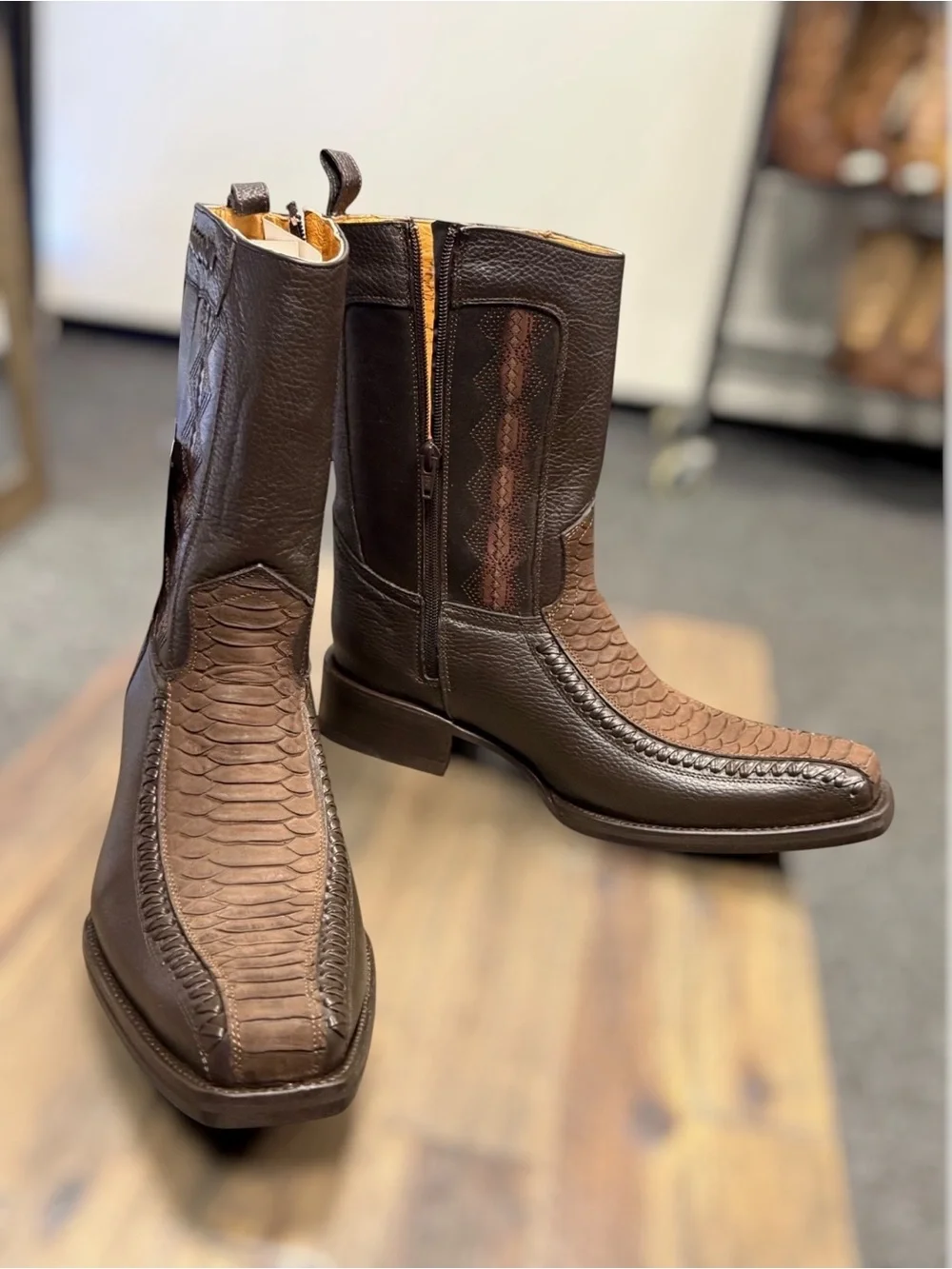 La Sierra Zipper Western Boots Brown 9.5